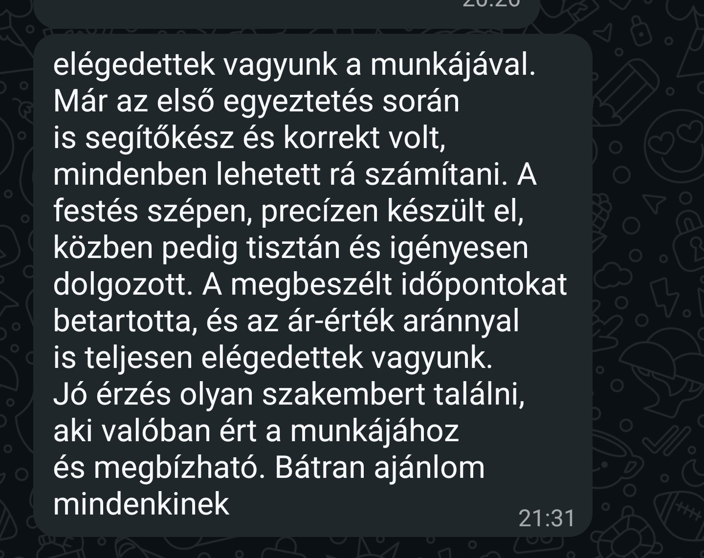 Ügyfélvélemény képernyőkép